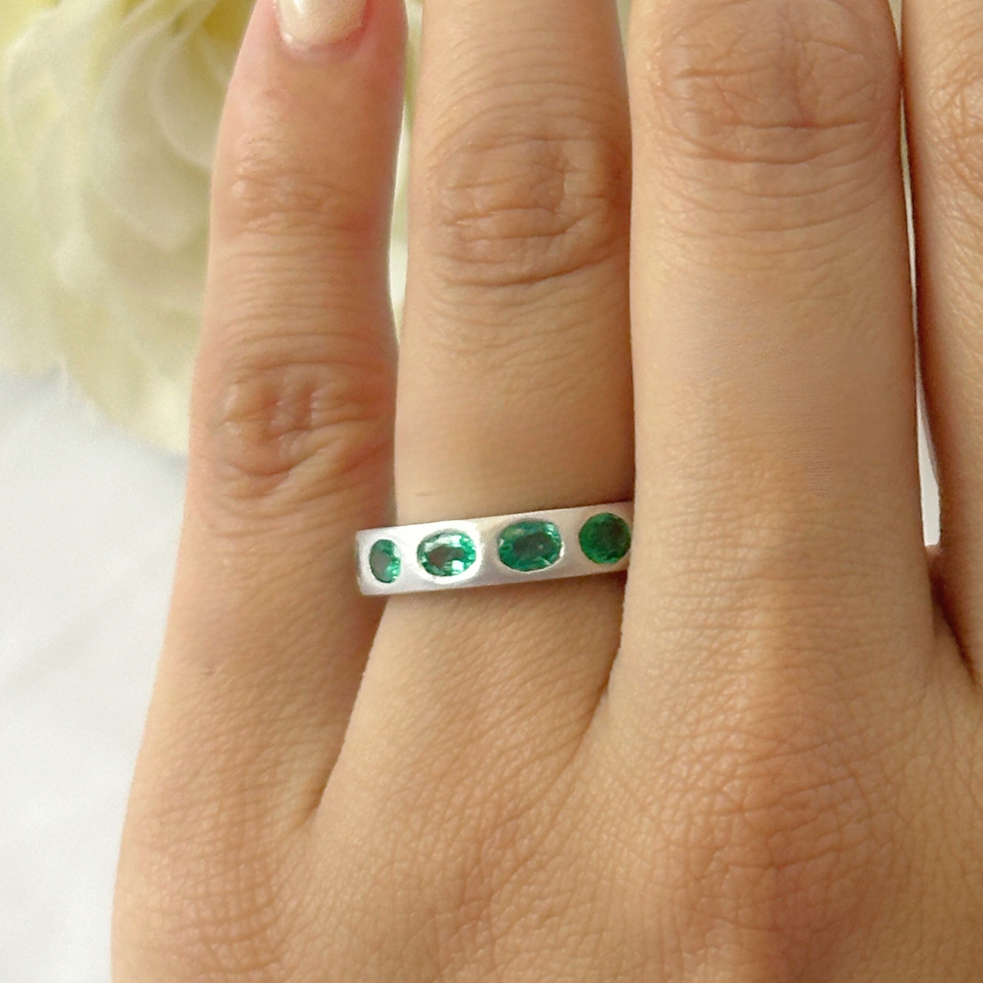 Emerald Bezel Set Ring