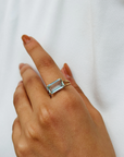 Aquamarine Rectangle 18K Gold Ring
