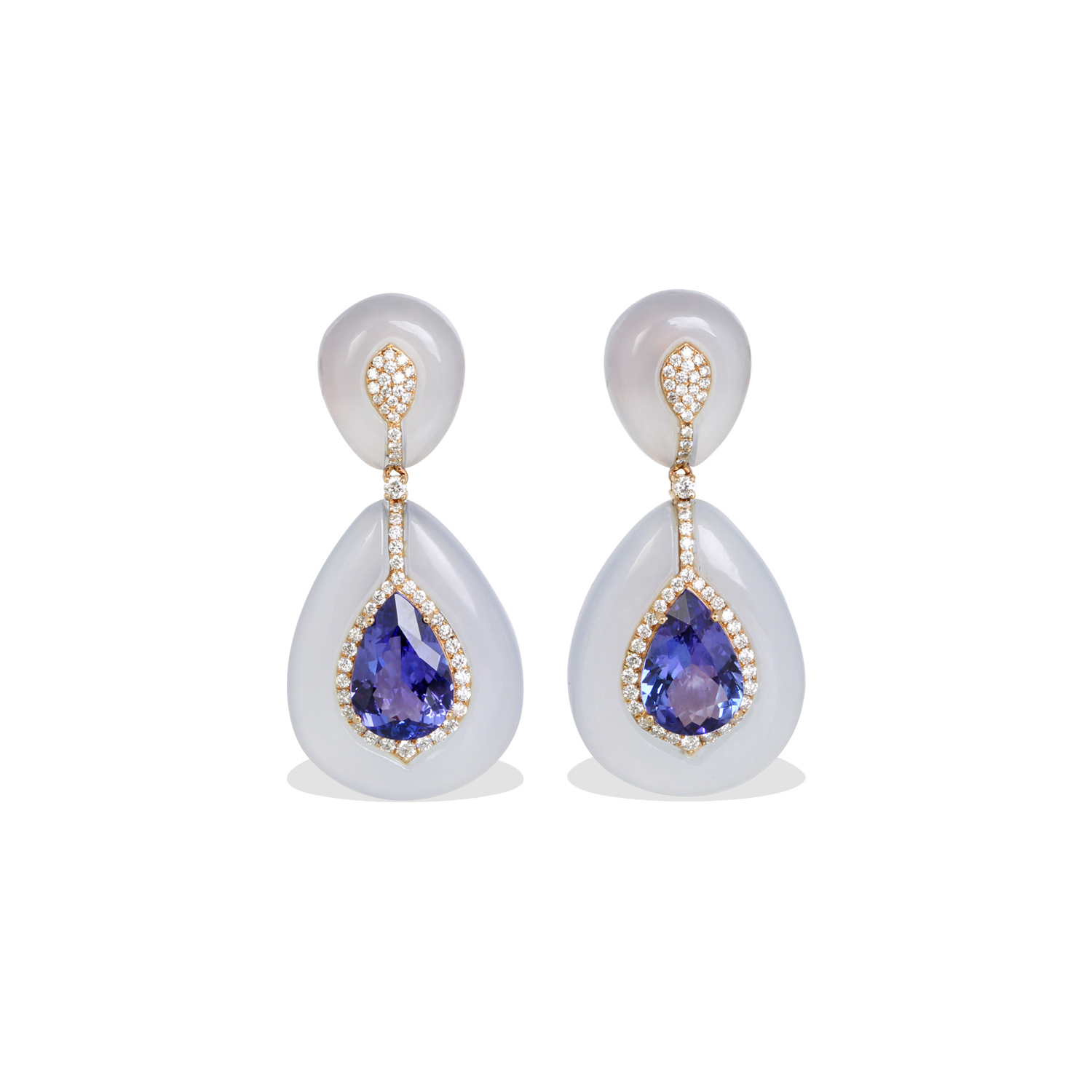 Ruka Chalcedony and Tanzanite Earrings