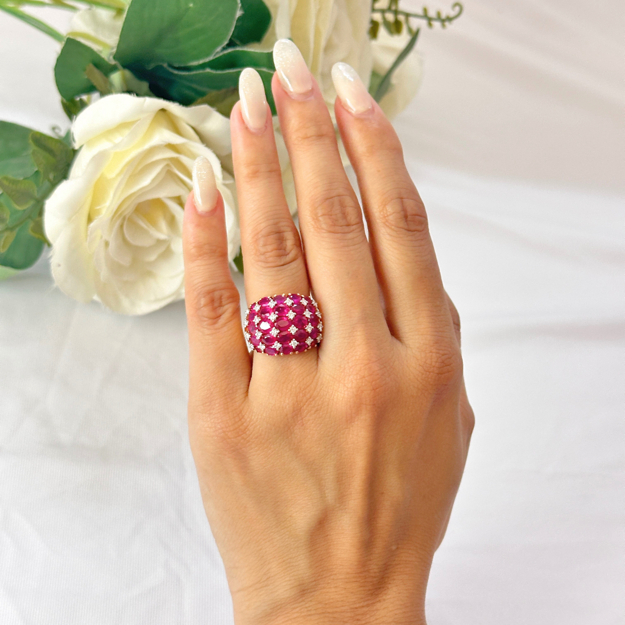 Ruby Diamond Rose Gold Cocktail Ring