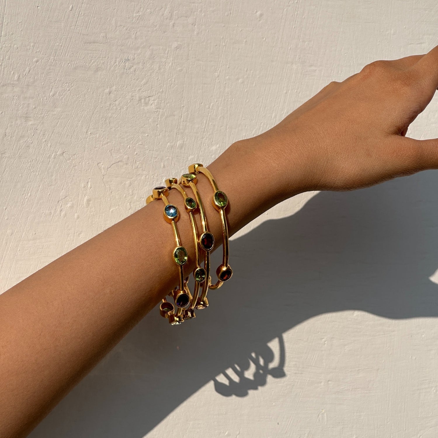 Peru Peridot 18k Gold Plated Silver Bangle