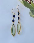 Green Amethyst & Sapphire 18K Gold Earrings