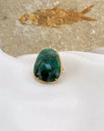 Beatriz Silver 925 Emerald Gold Plated Ring
