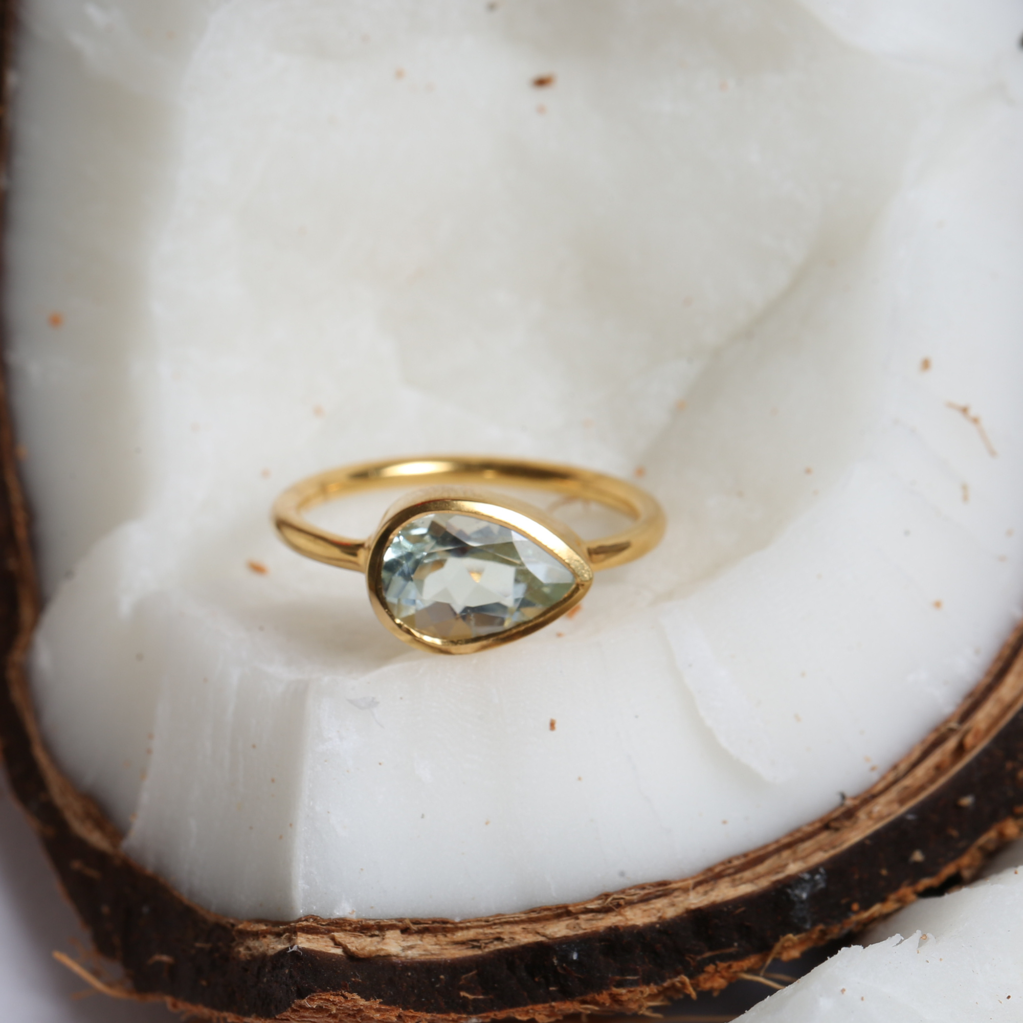 Twyla Aquamarine Gold Plated Silver 925 Ring