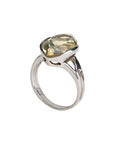 Exquisite Lanceolate Shaped Lemon Quartz Silver 925 Ring