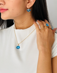 Blue Topaz 18K Gold Pendant with Diamonds