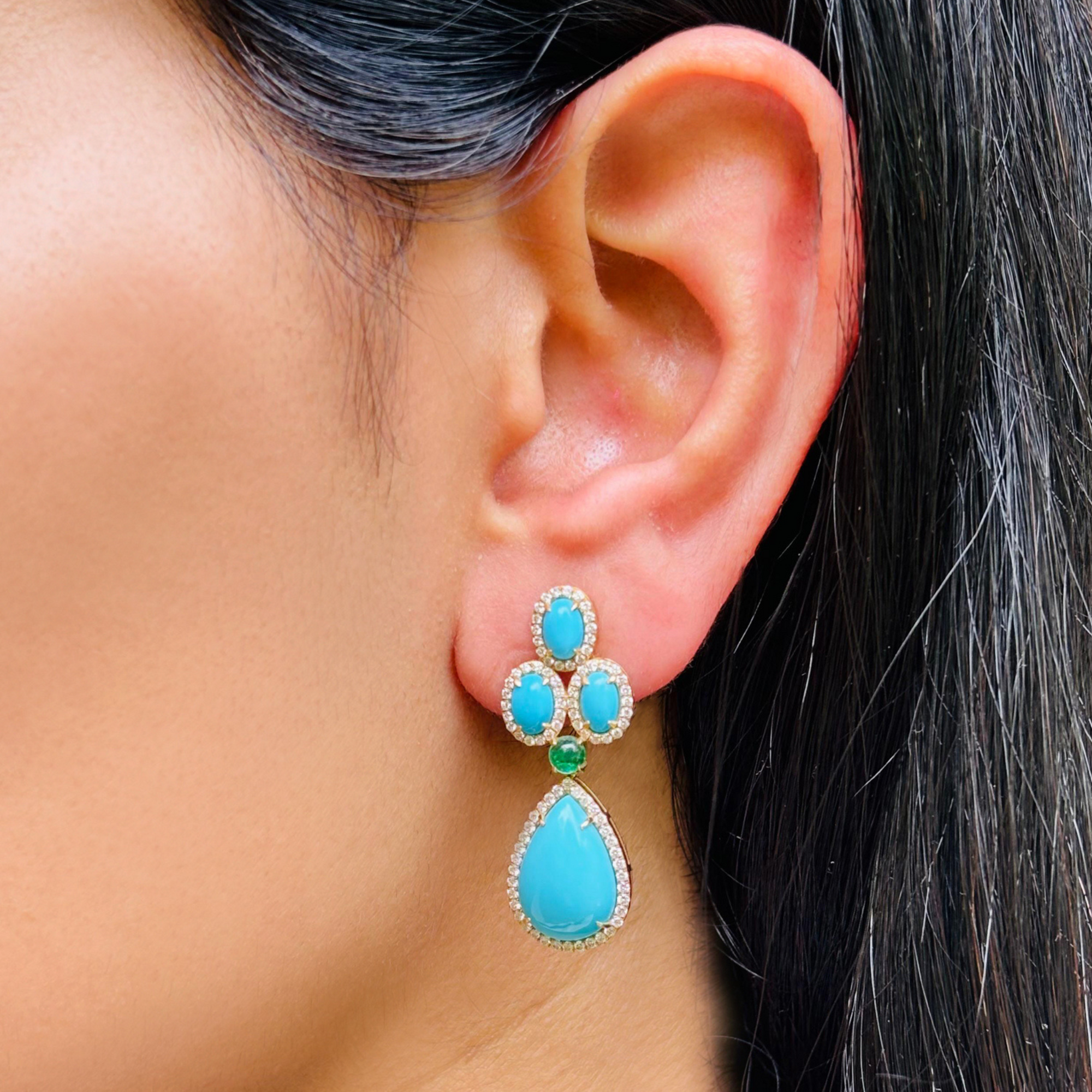 Roa Turquoise & Emerald Earrings