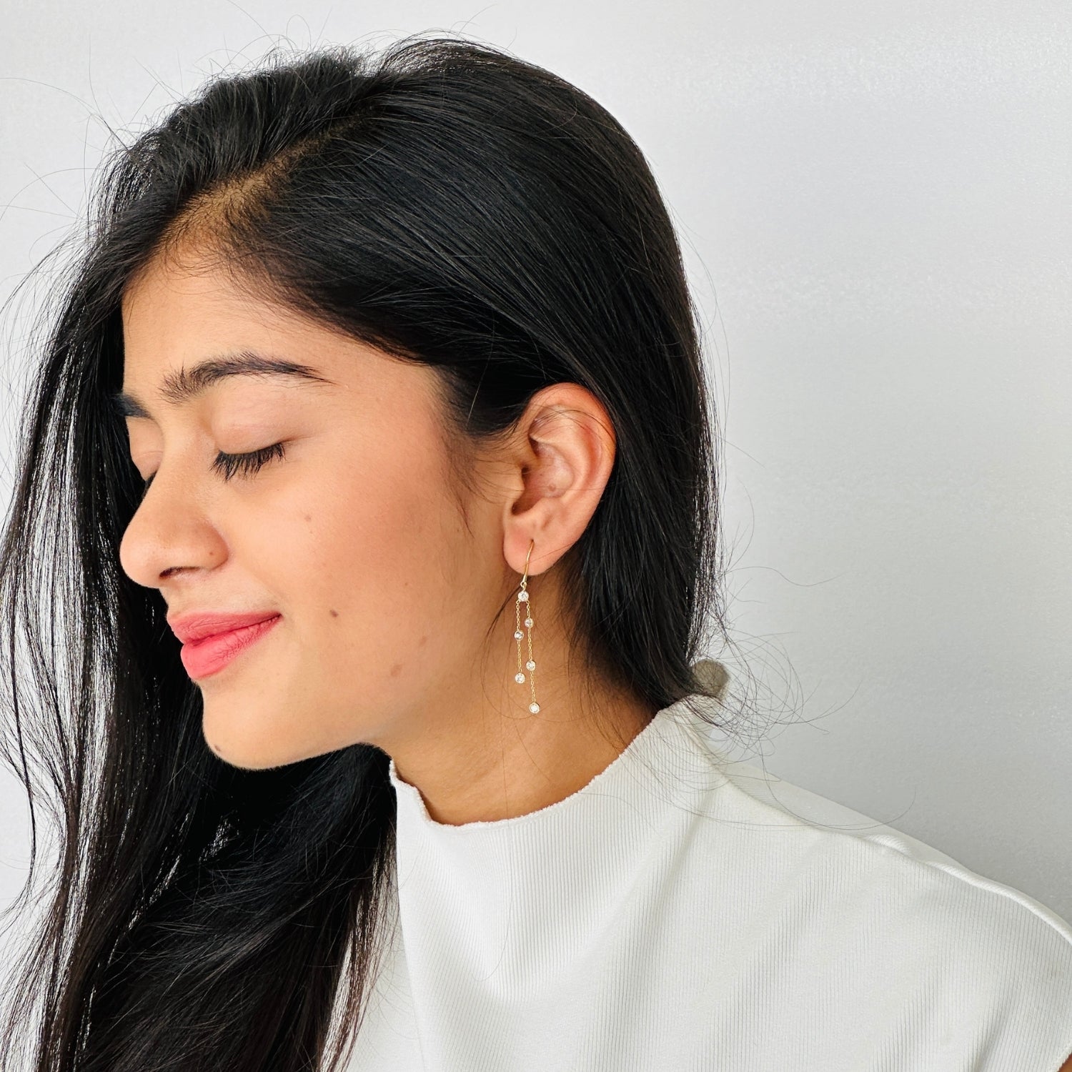 Diamond Drop 18K Gold Earrings