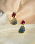 Bellarosa Ruby and Sapphire 18K Gold Plated Silver 925 Earrings