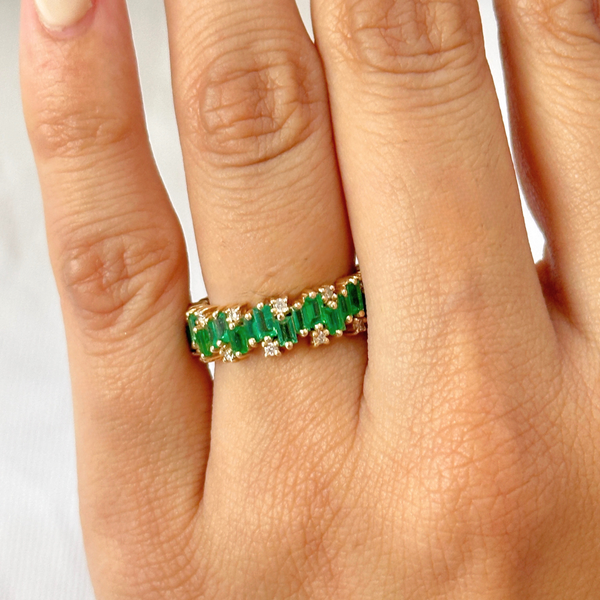 Baguette Emerald & Diamond Ring