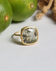 Quasar Green Amethyst Gold Plated Silver Ring