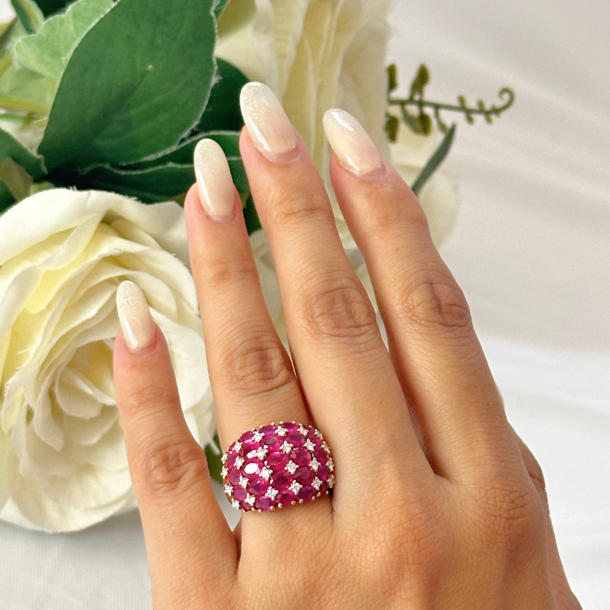 Ruby Diamond Rose Gold Cocktail Ring