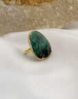 Beatriz Silver 925 Emerald Gold Plated Ring