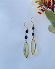 Green Amethyst & Sapphire 18K Gold Earrings