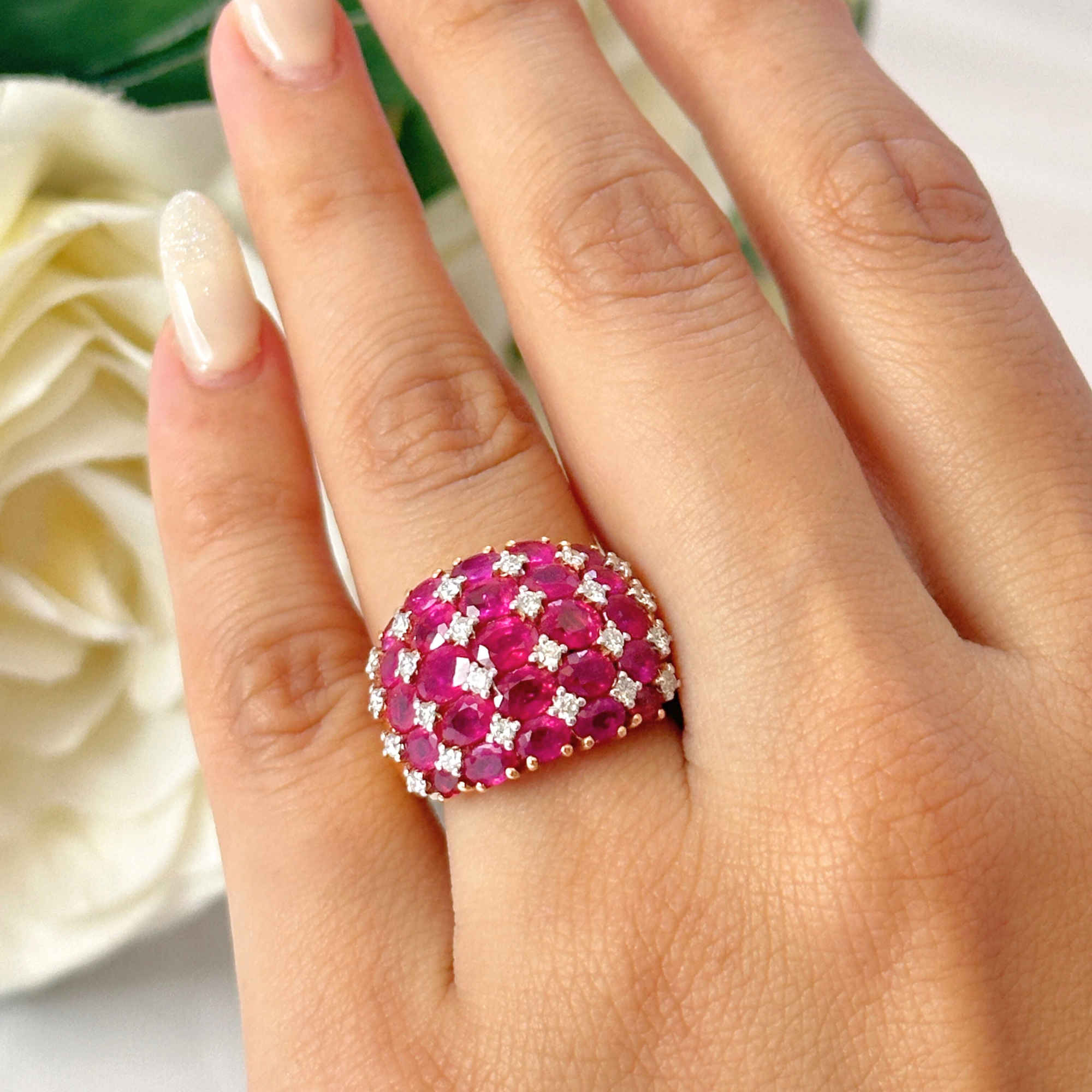 Ruby Diamond Rose Gold Cocktail Ring