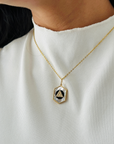 Black Onyx & Diamond 14K Gold Pendant
