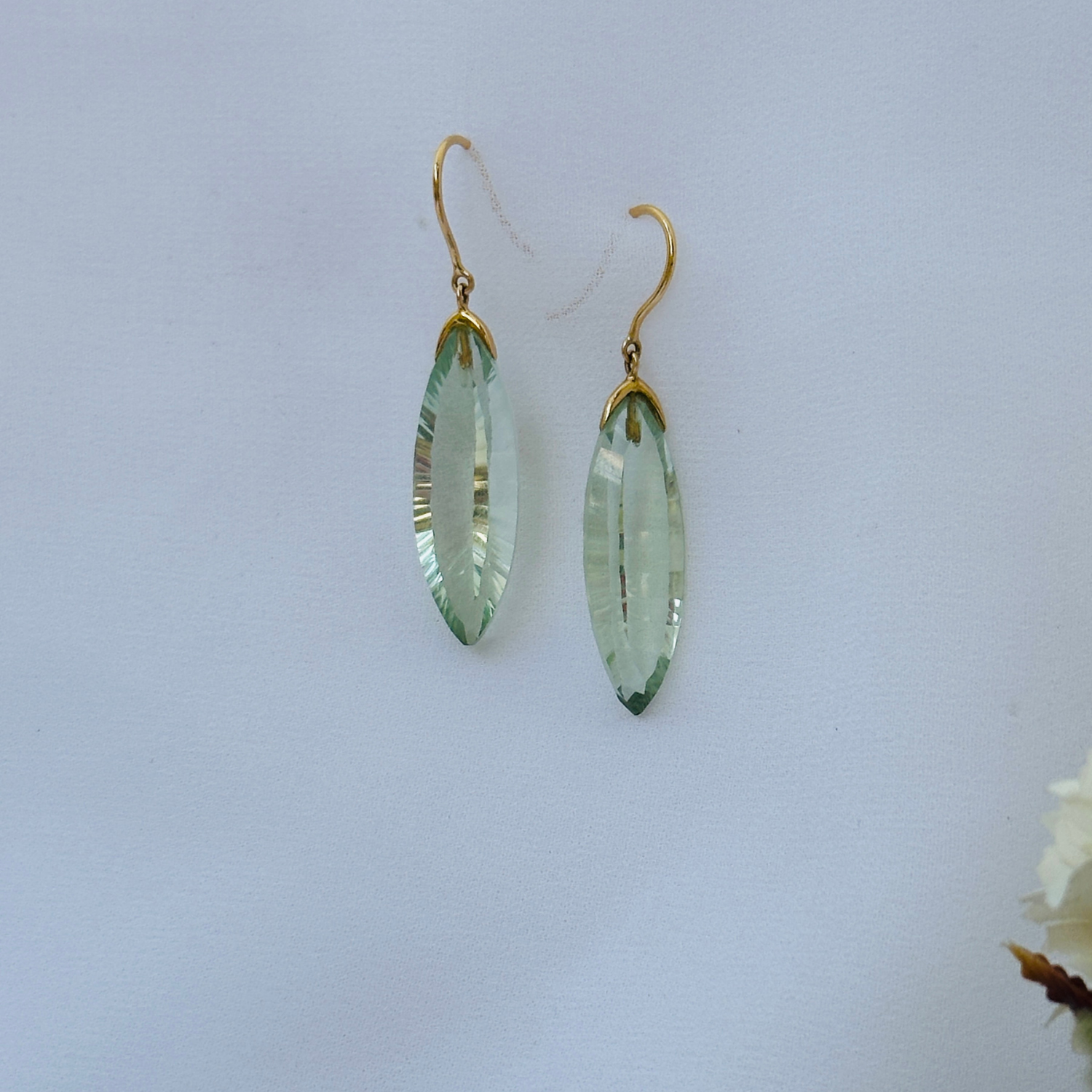Green Amethyst 18K Gold Earrings