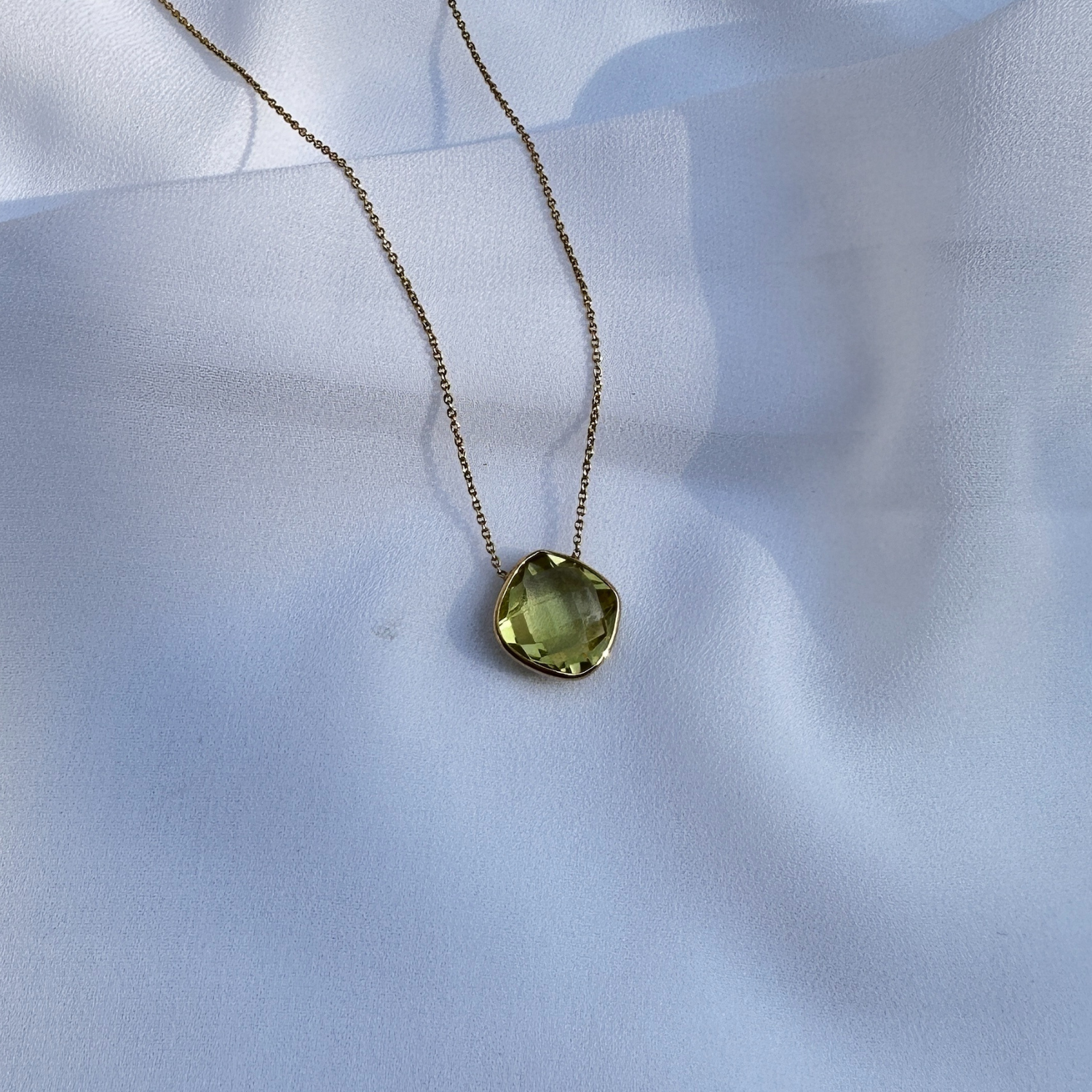 Lemon Quartz 18K Gold Pendant Necklace