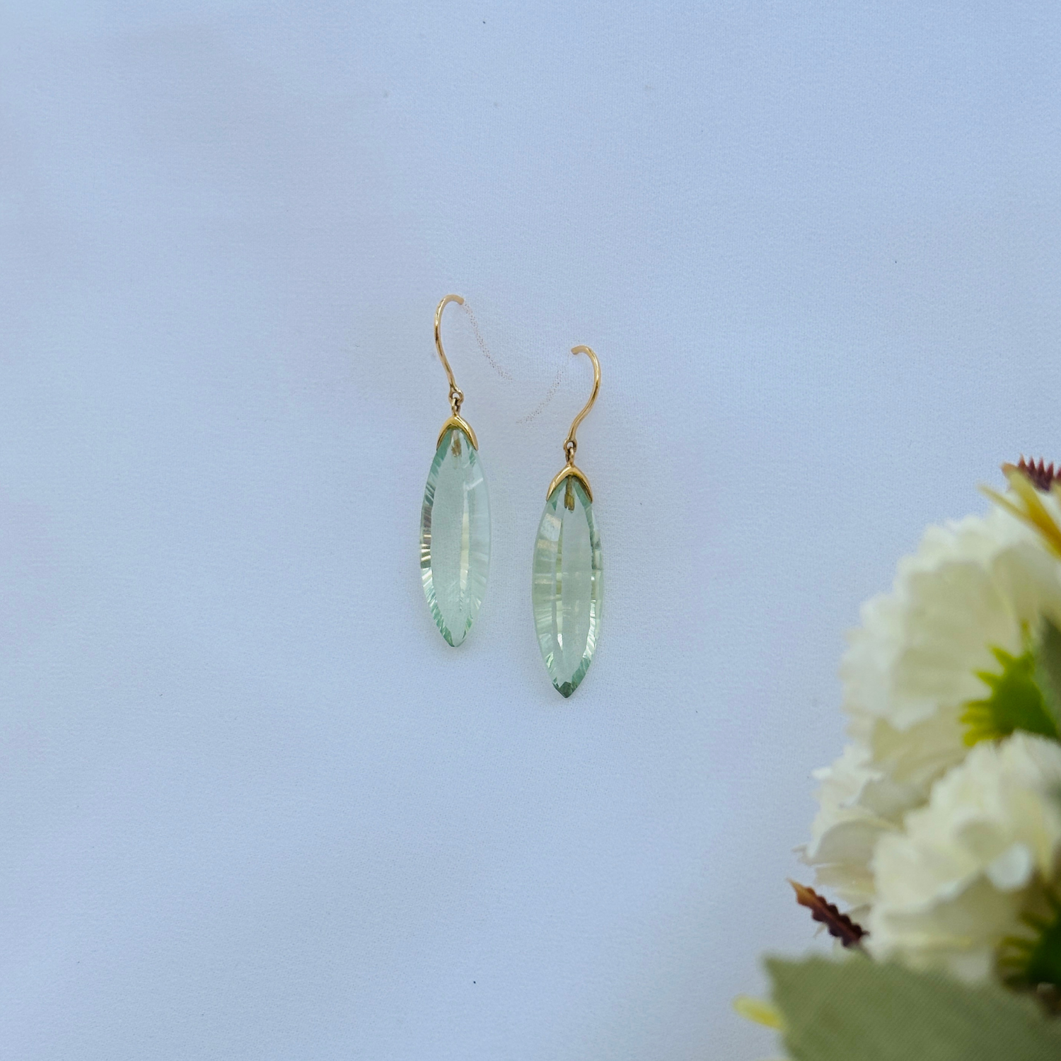 Green Amethyst 18K Gold Earrings