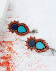 Lucy coral lapis turquoise earrings