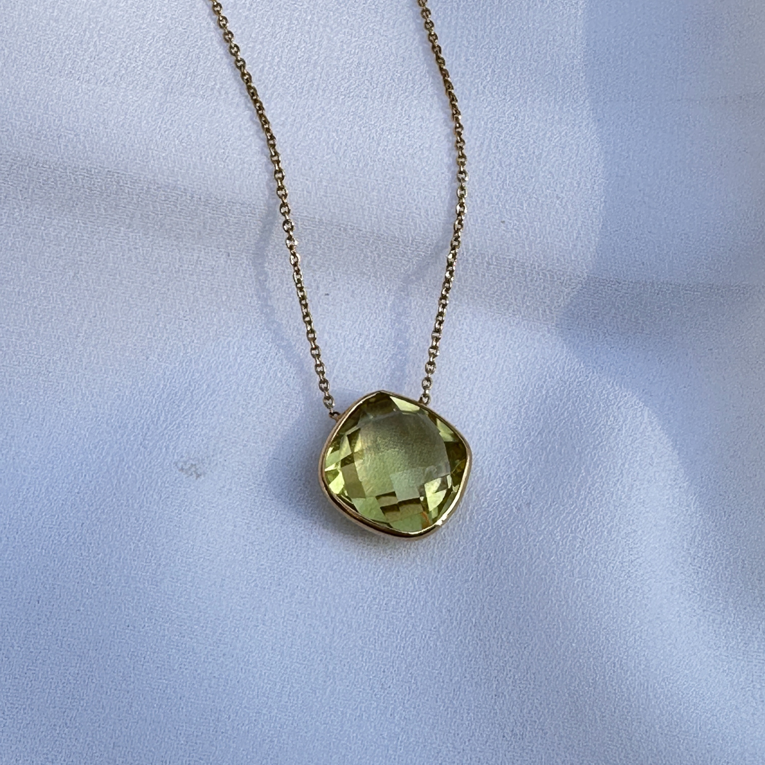 Lemon Quartz 18K Gold Pendant Necklace