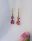 Watermelon Tourmaline & Diamond 18K Gold Earrings