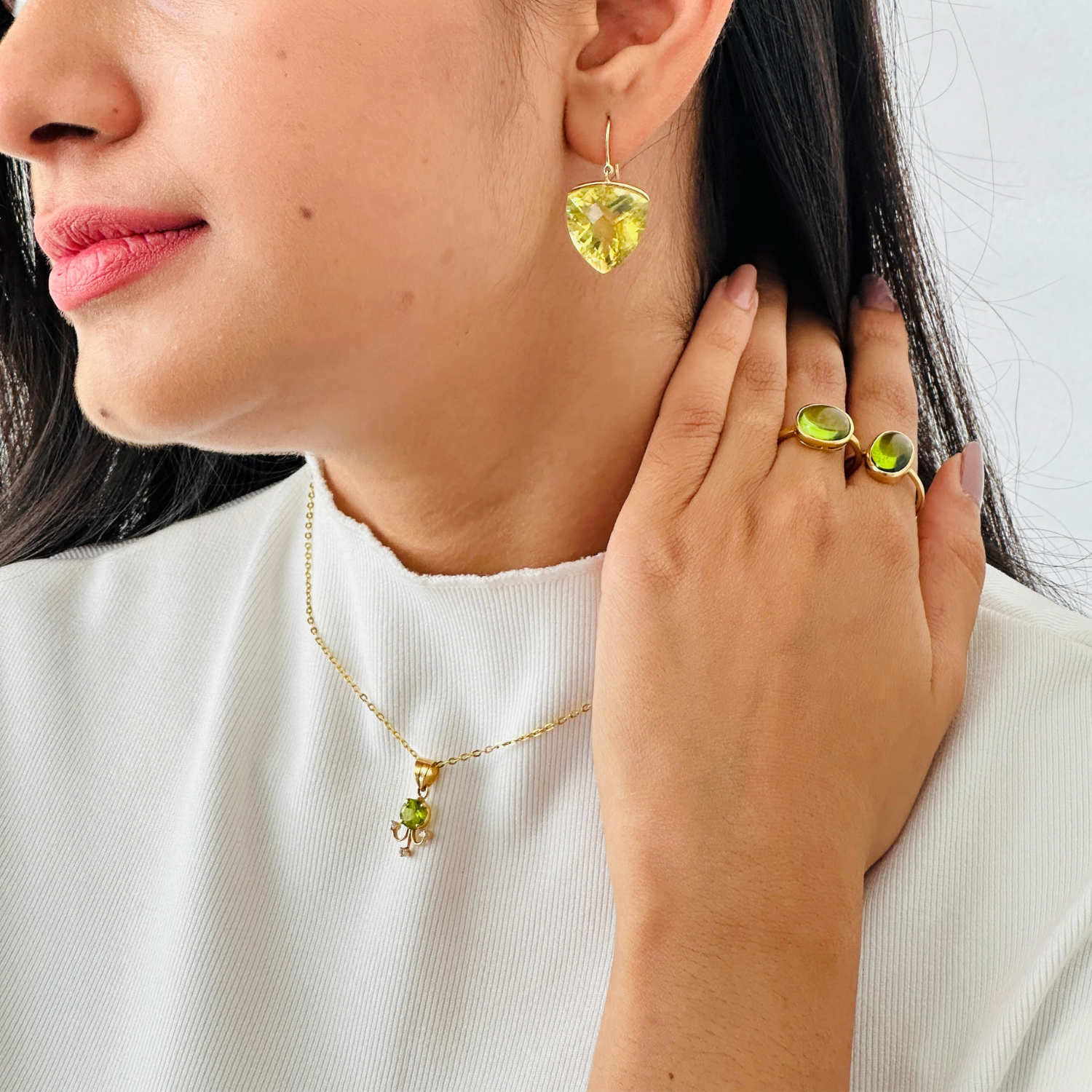 Peridot & Diamond 18K Gold Pendant