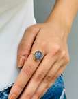 Labradorite Round 18K Gold Ring