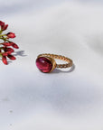 Pink Tourmaline 18K Gold Ring with Diamonds