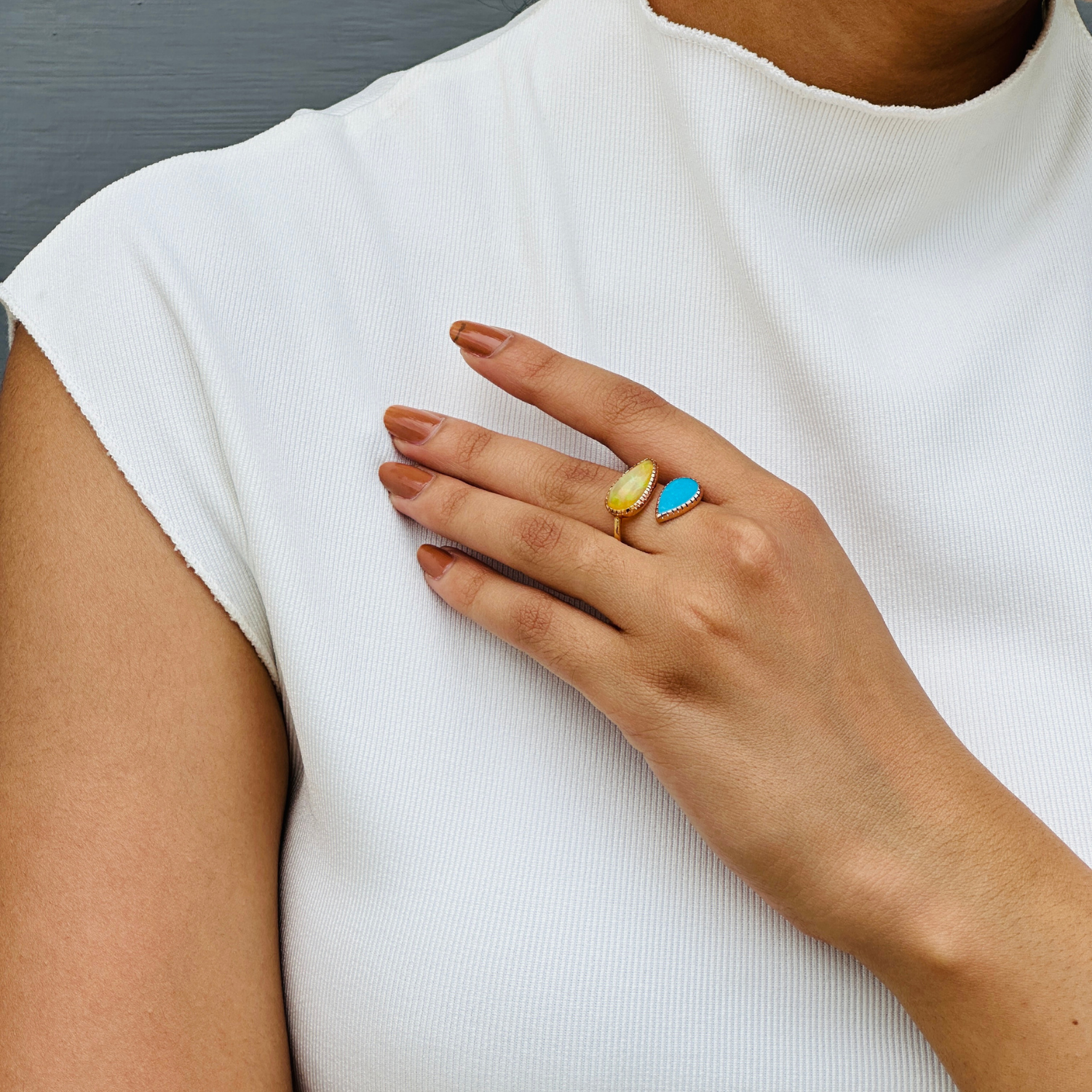 Opal and Turquoise 18K Gold Ring