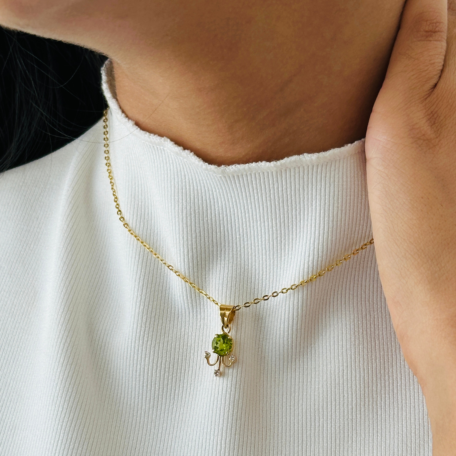 Peridot & Diamond 18K Gold Pendant