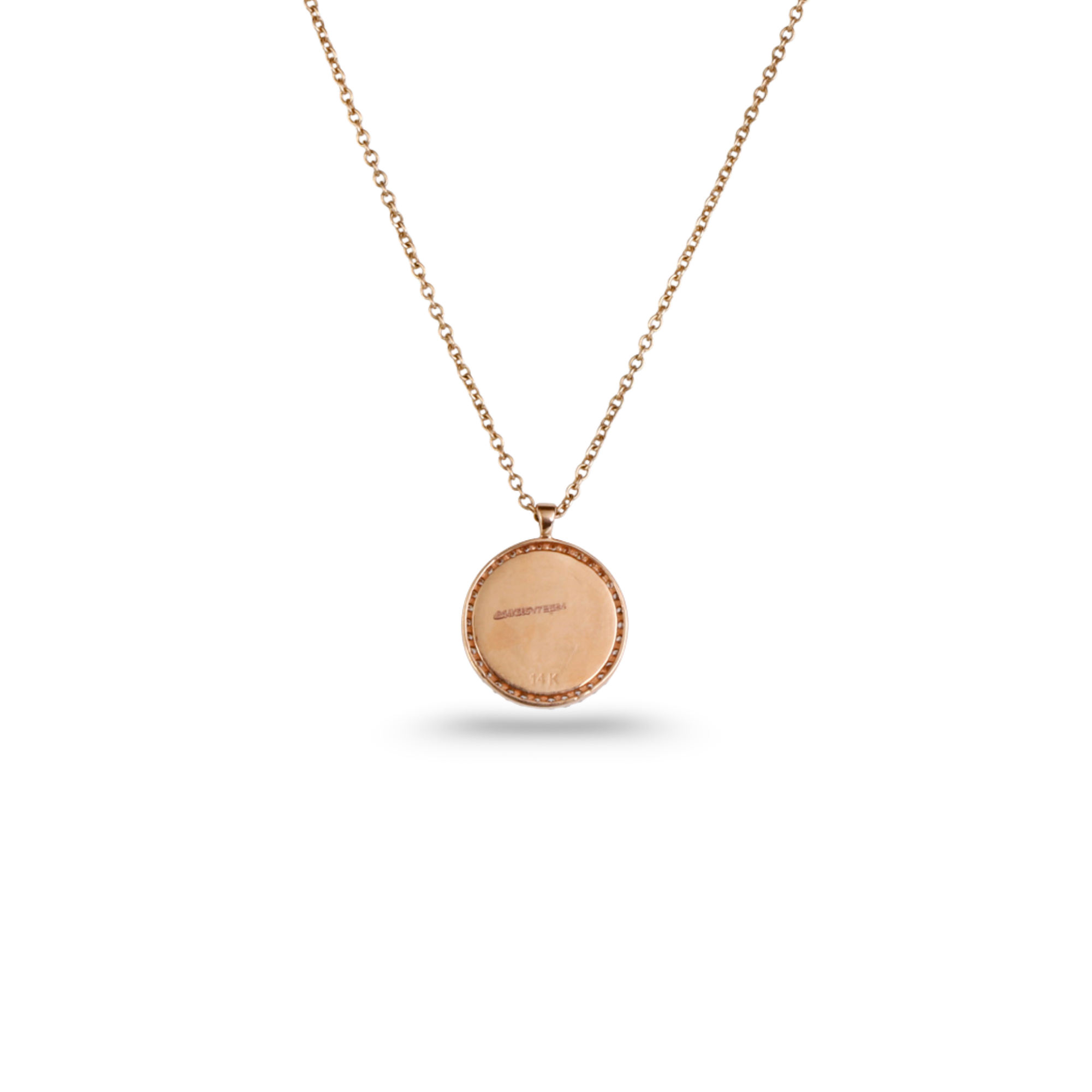 Opal Round 14K Gold Pendant Necklace with Diamonds
