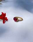 Pink Tourmaline 18K Gold Ring with Diamonds
