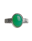 Voluptuous oval-shaped aventurine silver ring