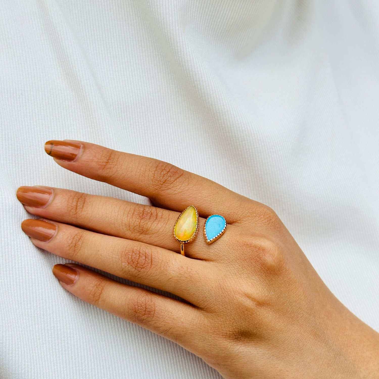 Opal and Turquoise 18K Gold Ring