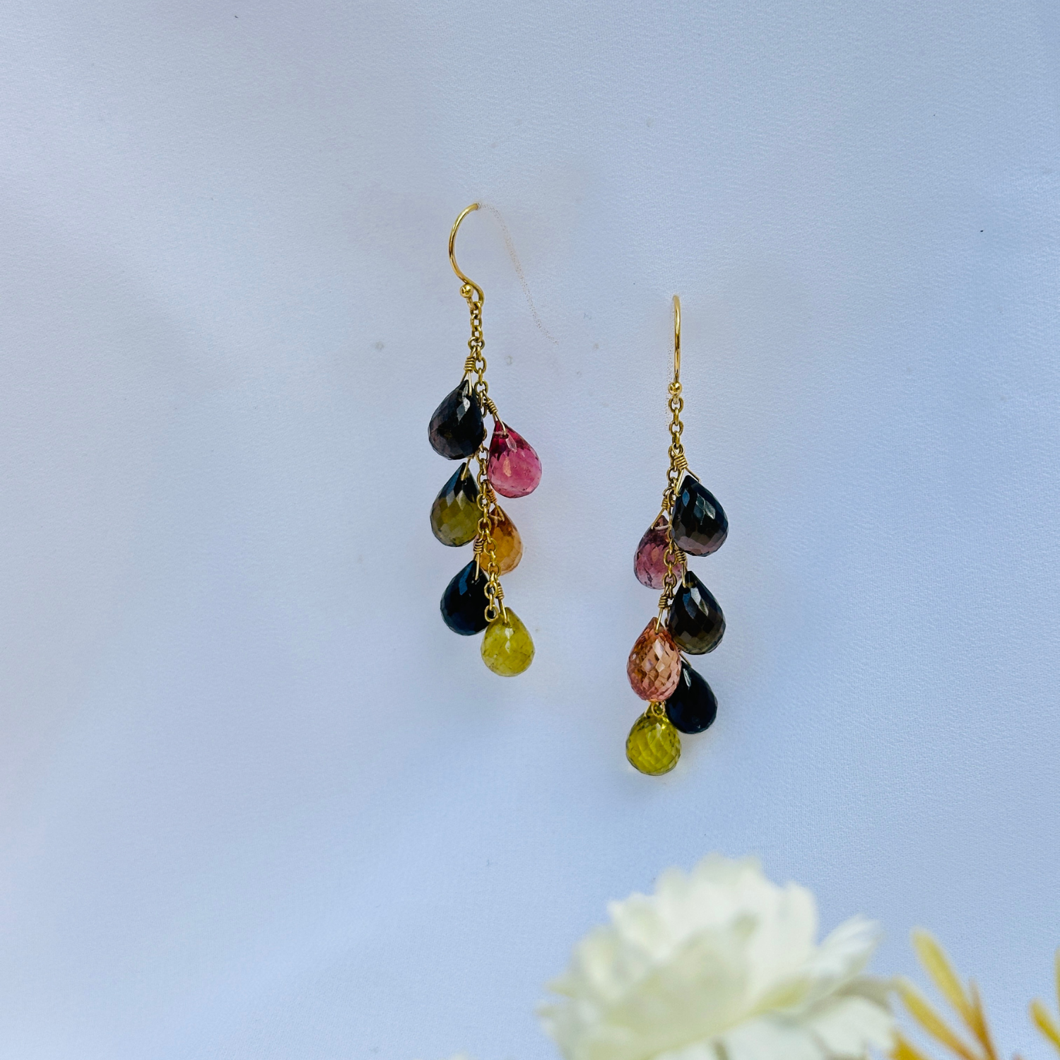 Tourmaline Colorstone 18K Gold Earrings