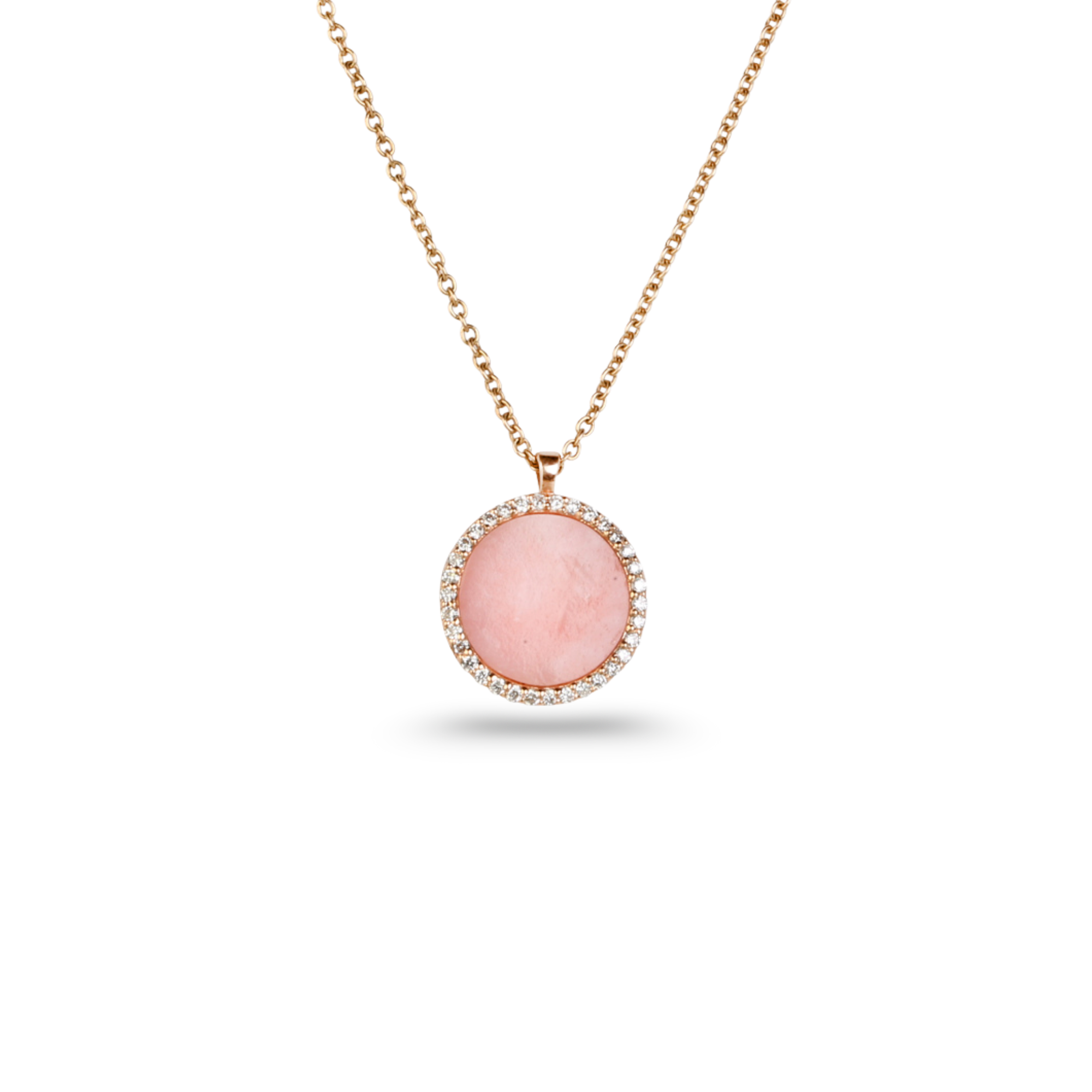 Opal Round 14K Gold Pendant Necklace with Diamonds