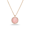Opal Round 14K Gold Pendant Necklace with Diamonds