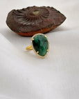 Gabriella Silver 925 Emerald Gold Plated Ring