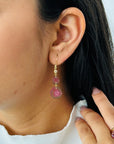 Watermelon Tourmaline & Diamond 18K Gold Earrings