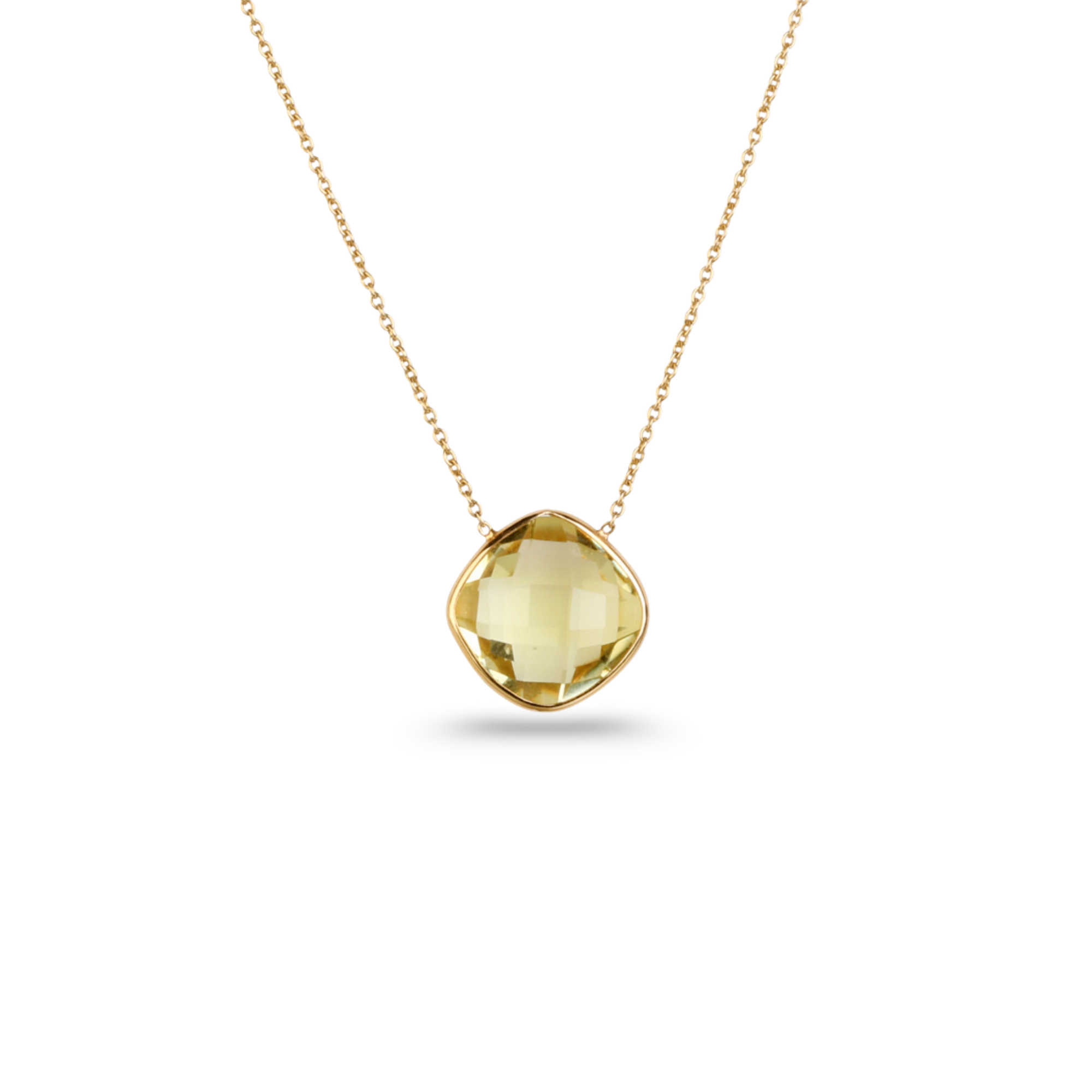 Lemon Quartz 18K Gold Pendant Necklace