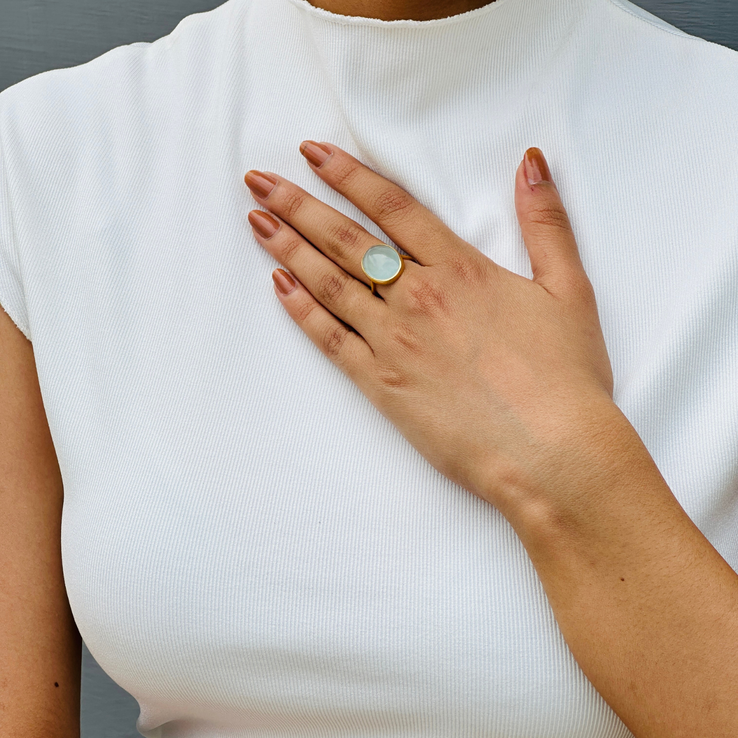Aquamarine Oval 18K Gold Ring