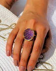 Glimmer Amethyst Gold Plated Silver 925 Love Ring