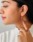 Watermelon Tourmaline & Diamond 18K Gold Earrings