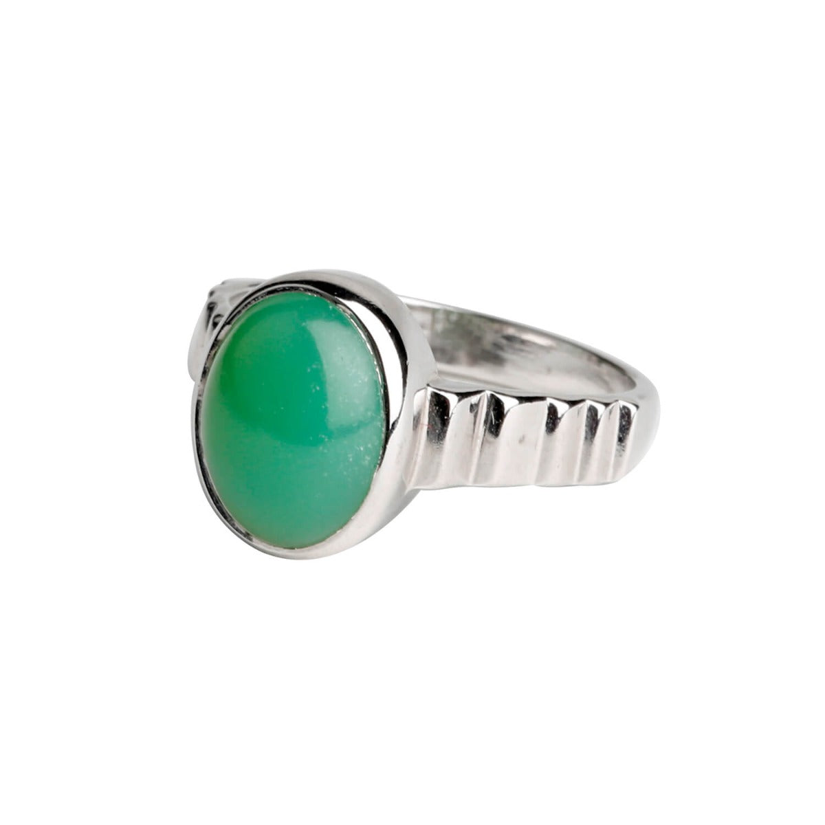 Voluptuous oval-shaped aventurine silver ring