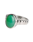 Voluptuous oval-shaped aventurine silver ring