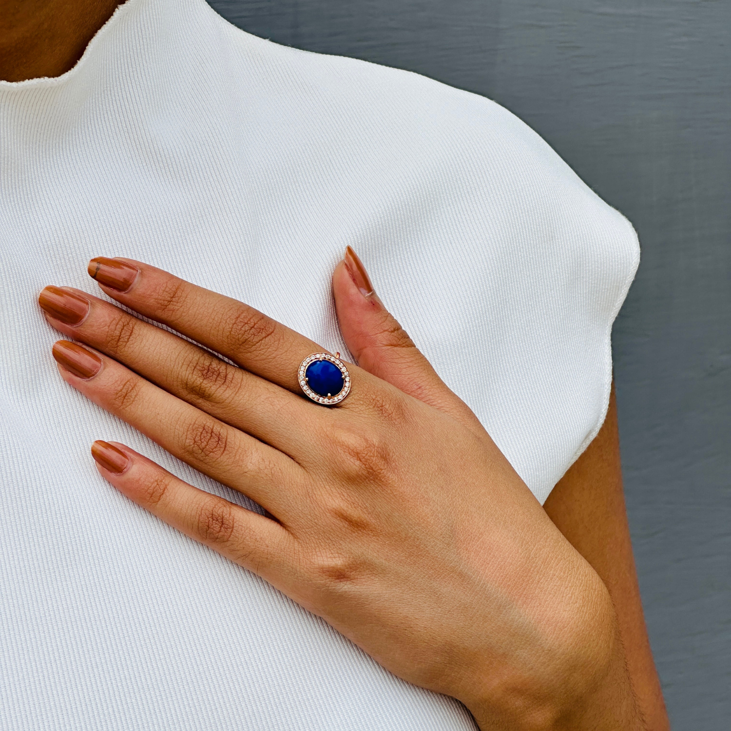 Lapis Lazuli 18K Gold Ring with Diamonds