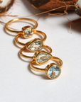 Bellatrix Blue Topaz Gold Plated Silver 925 Ring