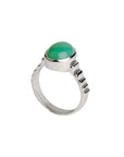 Voluptuous oval-shaped aventurine silver ring