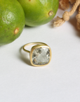 Quasar Green Amethyst Gold Plated Silver Ring